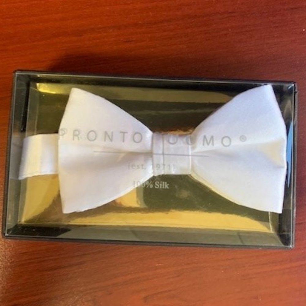 silk white bow tie